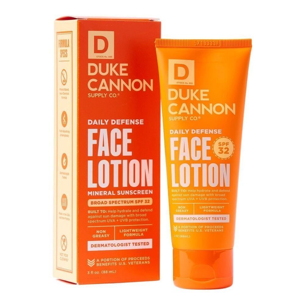 Duke Cannon Daily Defense Face Lotion for men broad-spectrum SPF 32